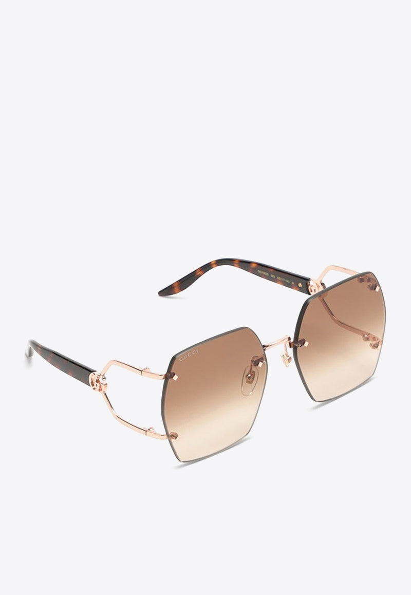 Rimless Hexagonal Sunglasses