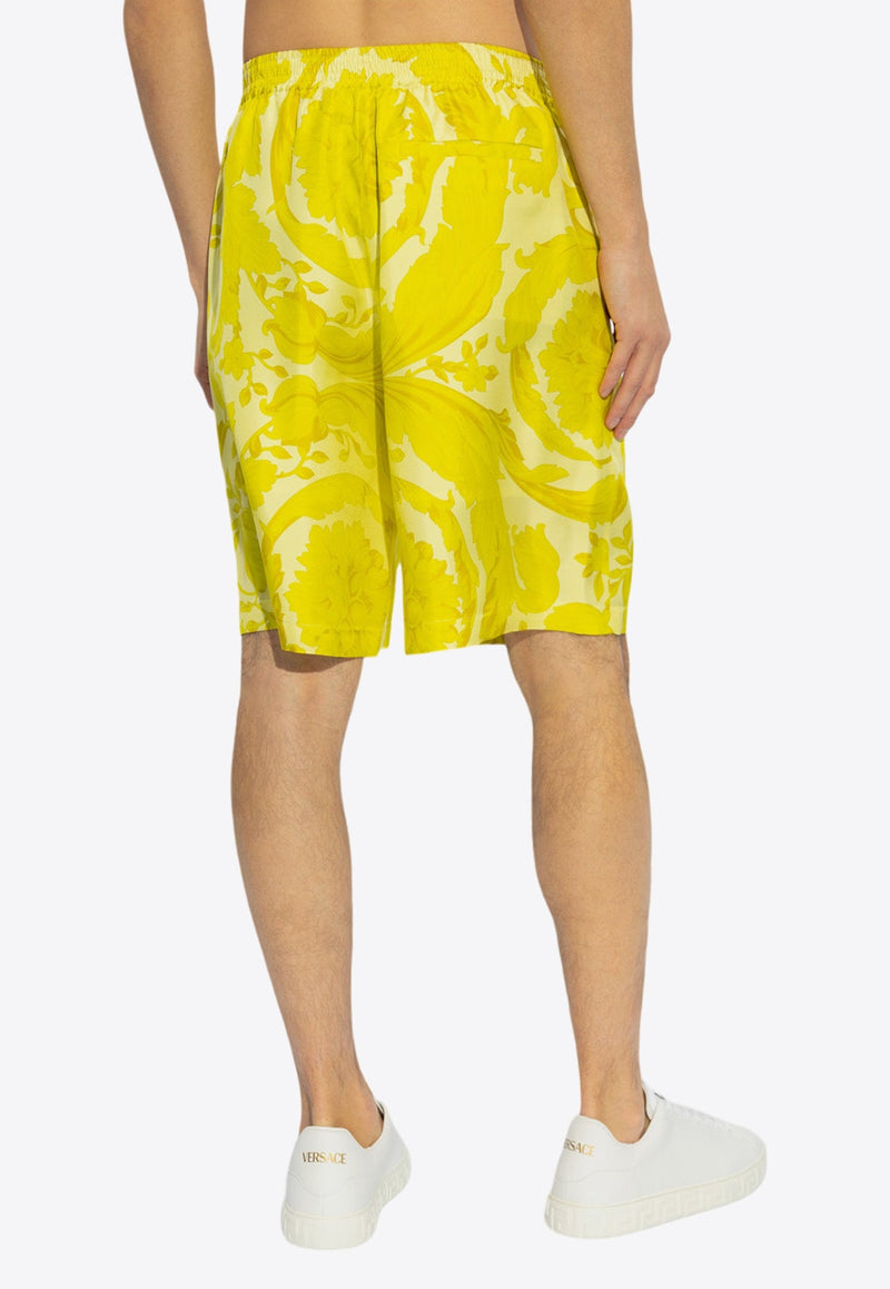 Barocco Print Silk Shorts