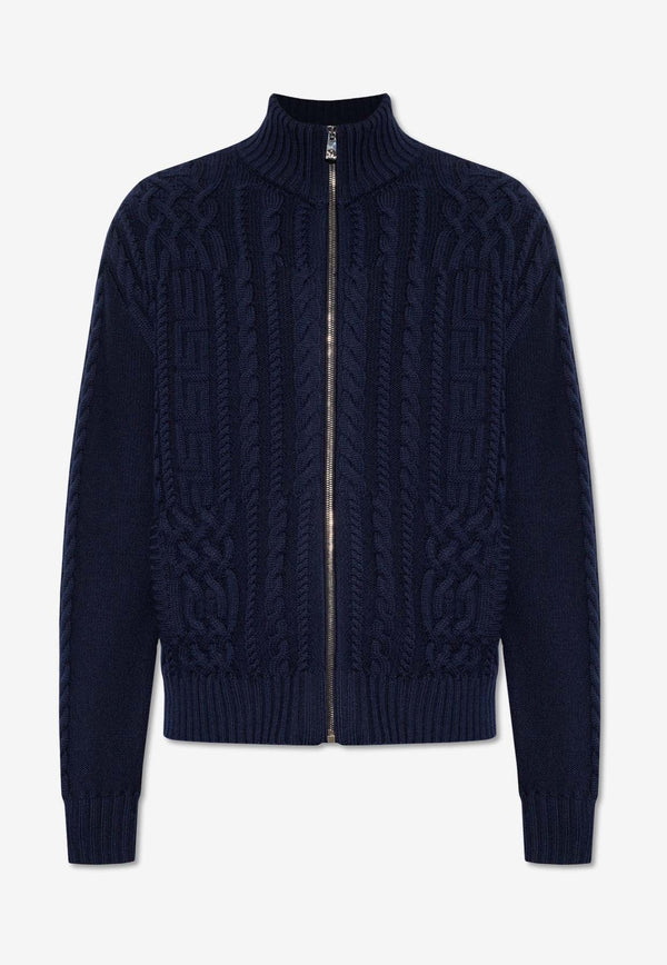 Medusa Cable-Knit Zip Sweater