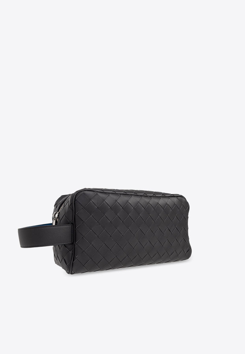 Intrecciato Leather Travel Pouch Bag