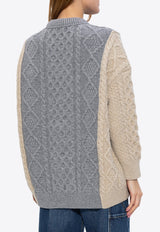 Aran Paneled Wool Sweater