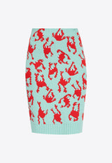 Crab Pattern Wool Knee-Length Skirt