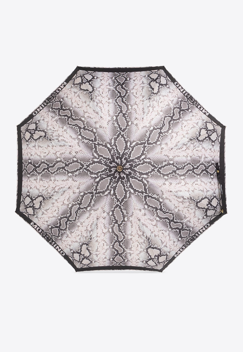 Logo Trim Snakeskin Print Umbrella