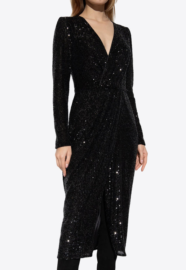 V-neck Sequined Midi Dress