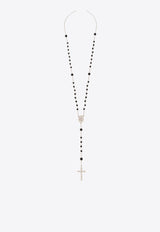 Gemstone-Embellished Rosary Necklace