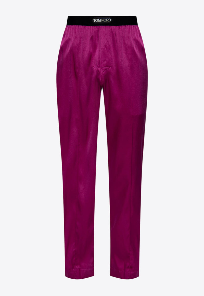 Logo-Waistband Stretch Silk Pajama Pants