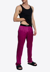 Logo-Waistband Stretch Silk Pajama Pants