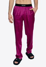 Logo-Waistband Stretch Silk Pajama Pants