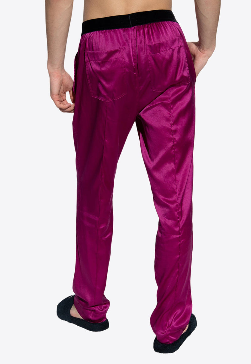 Logo-Waistband Stretch Silk Pajama Pants