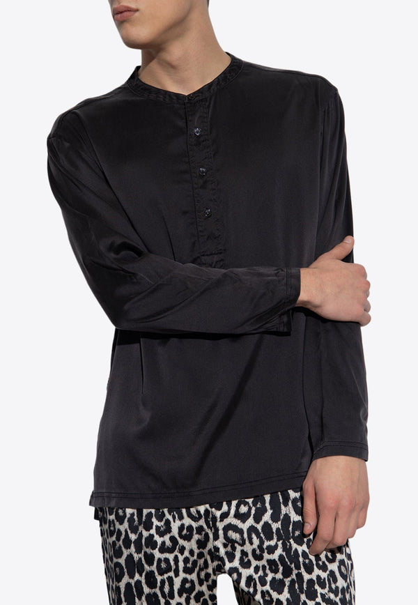 Long-Sleeved Silk Pajama Shirt