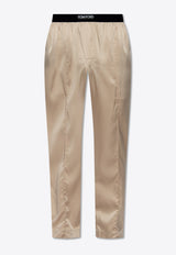 Logo-Waistband Silk Pajama Pants