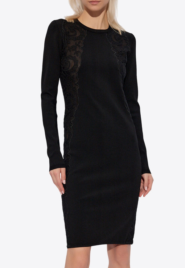 Lace Trim Knee-Length Dress