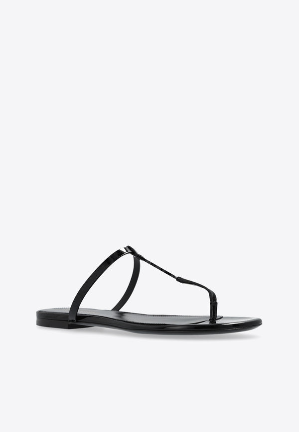 Cassandra Flat Thong Sandals in Patent Leather