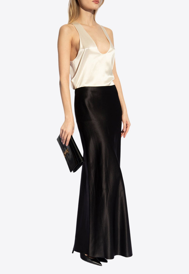 Mid-Rise Maxi Silk Skirt