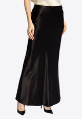 Mid-Rise Maxi Silk Skirt