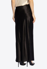 Mid-Rise Maxi Silk Skirt