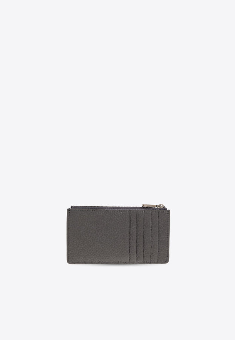 Logo Embossed Leather Zip Wallet