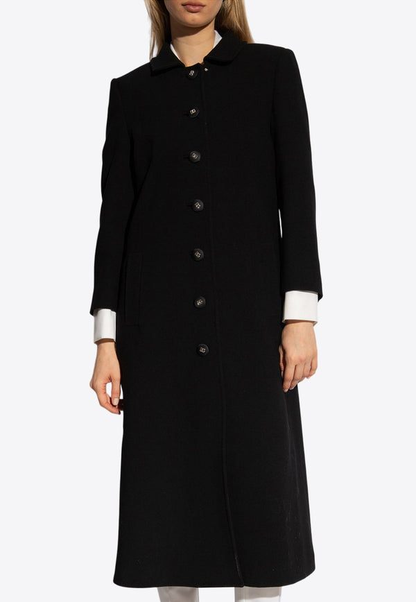 Single-Breasted Long Wool Coat