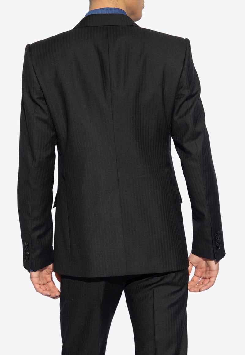 Herringbone Single-Breasted Wool Blazer