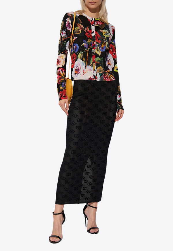 Logo Jacquard Midi Pencil Skirt