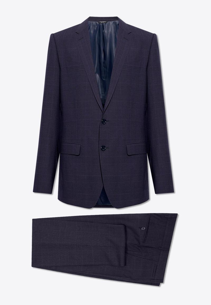 Single-Breasted Checked Wool Suit