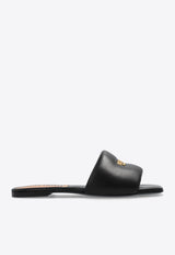 Logo Plaque Calf Leather Flat Sandals