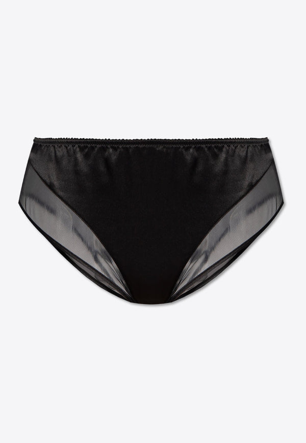 Paneled Silk and Tulle Briefs