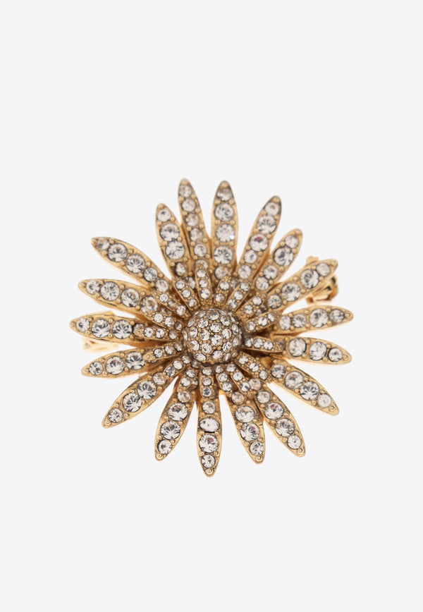 Crystal-Embellished Daisy Brooch