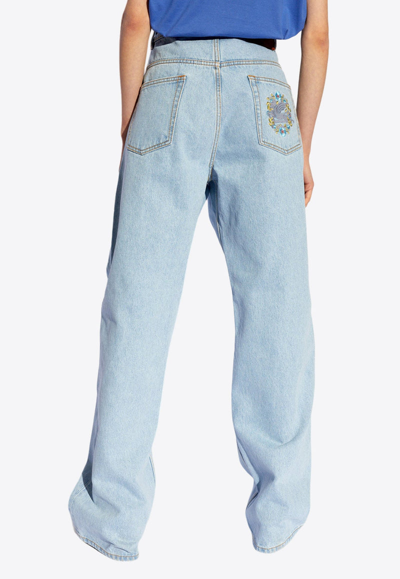 Pegaso Embroidered Straight-Leg Jeans