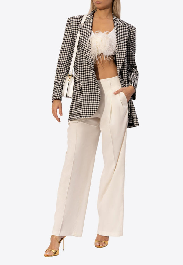 Single-Breasted Gingham Check Blazer