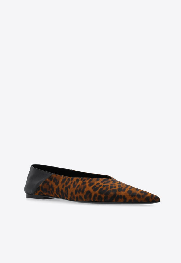 Nour Leopard Grosgrain Pointed-Toe Flats
