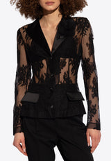 Double-Breasted Sheer Lace Blazer
