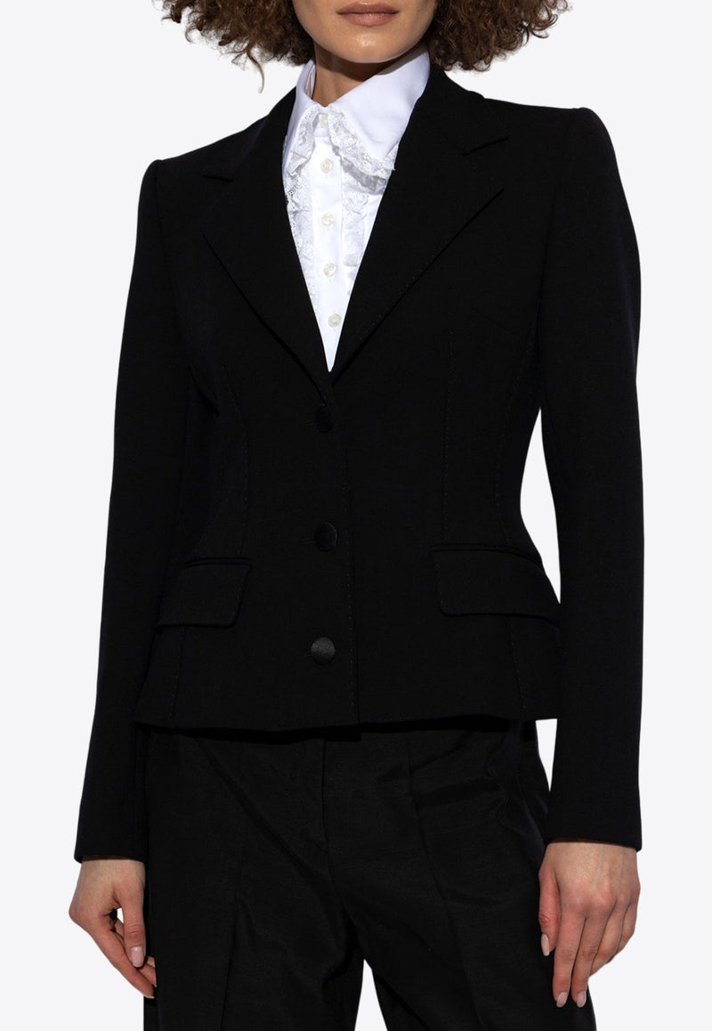 Single-Breasted Wool Blend Blazer