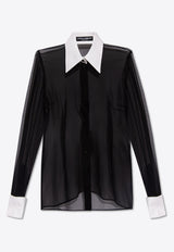 Silk Chiffon Long-Sleeved Shirt