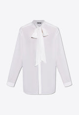 Crepe De Chine Silk Shirt with Scarf Detail