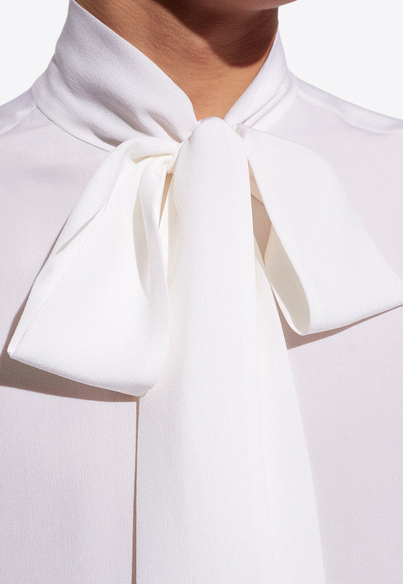 Crepe De Chine Silk Shirt with Scarf Detail