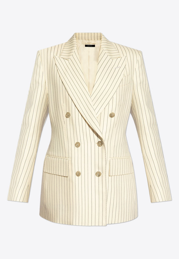 Double-Breasted Striped Blazer