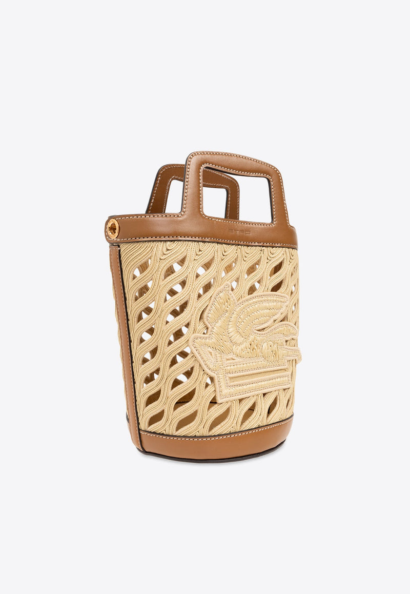 Coffa Raffia-Woven Bucket Bag