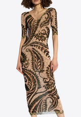 V-neck Printed Midi Dress