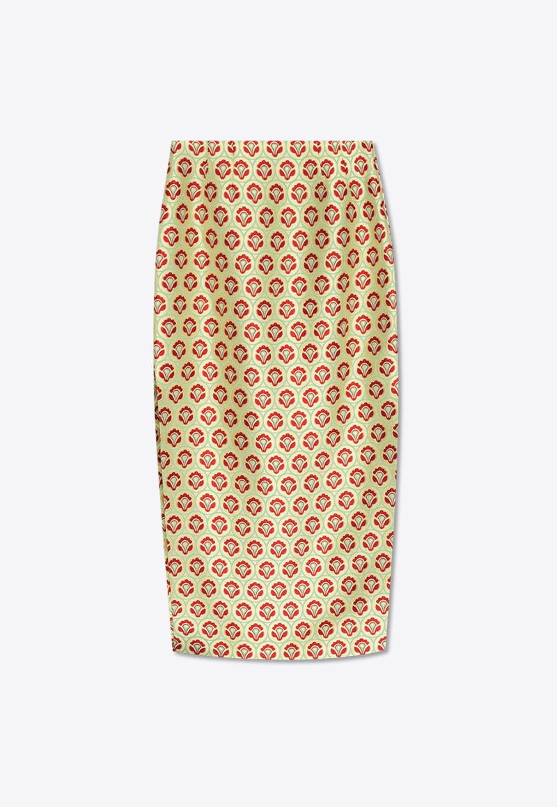 Aurea Motif Shiny Midi Skirt