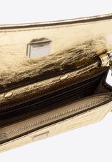Fleming Soft Chain Clutch in Metallic Leather