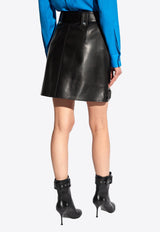 Biker Zip-Up Mini Leather Skirt