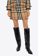 Pleated Check Wool Mini Skirt