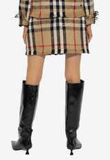 Pleated Check Wool Mini Skirt