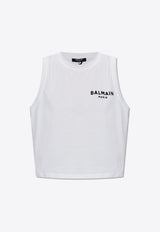 Flocked Logo Sleeveless Cropped T-shirt