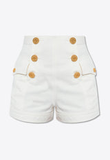 Button Embellished Denim Shorts