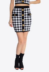 Gingham Check Knit Mini Skirt