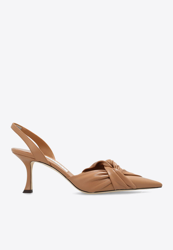 Hedera 70 Knotted Leather Slingback Pumps