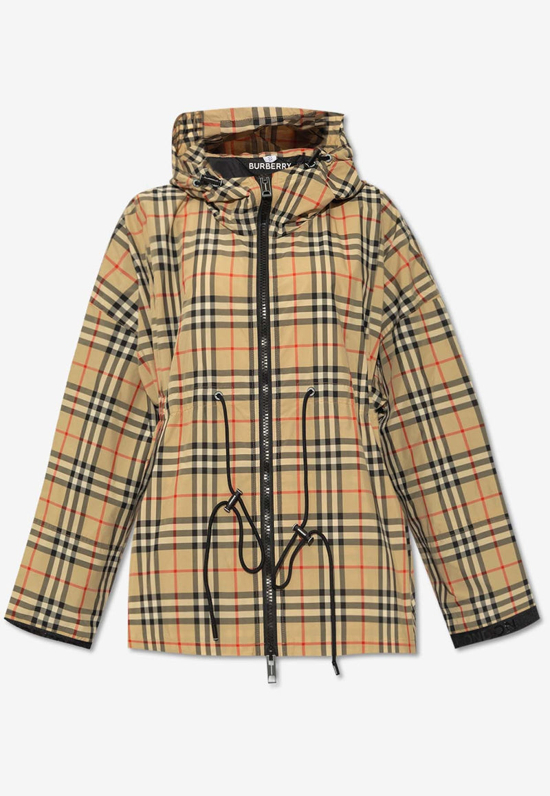 Plaid-Check Hooded Jacket