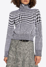 Houndstooth Check Turtleneck Sweater